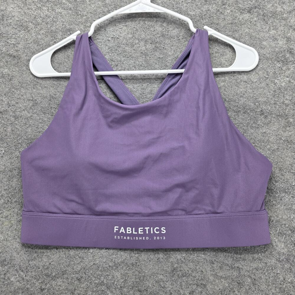 Fabletics Sports Bra Womens M Purple Crossback Keyhole Lightly Lined Stretch